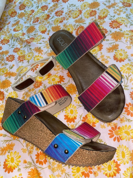 Boutique Corkys Shoes - MARLEY REGGAE PLATFORM SANDALS Boutique Striped cork Summer Festival